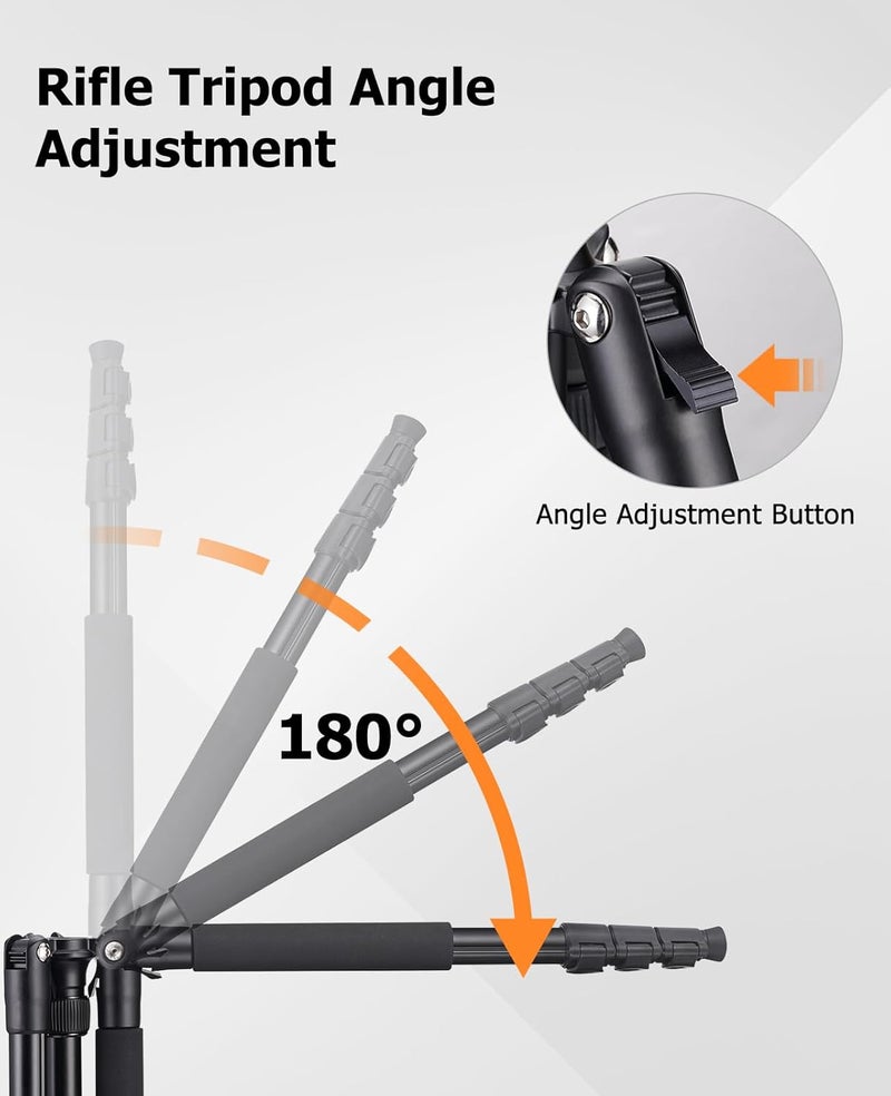 Trakiom Shooting Tripod Hunting Stick, Rifle Tripod with 360° Swivel V Yoke, Height Adjustable 26.5"- 64.5", Lever Locks, Aluminum Hunting Bipod Monopod, Functional Gun Rest for Outdoor Activities - Image 5